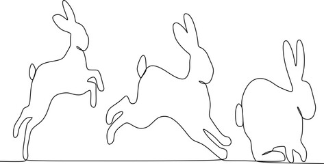 continuous line simple simple rabbit set