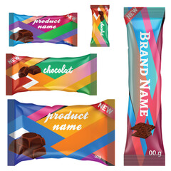 Chocolate bar vector packaging design. Nuts chocolate set.