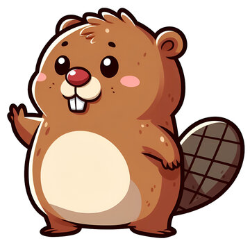 A sticker with a picture of a beaver