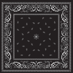 black and white frame with lace Black Bandanna Print