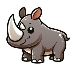 Obraz premium Sticker with the image of a cartoon rhinoceros