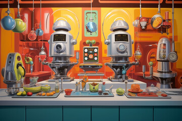 Retro Futuristic Kitchen Robots.