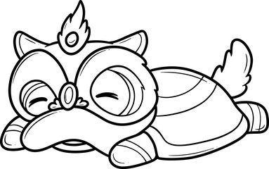 cute traditional chinese lion dance cartoon outline