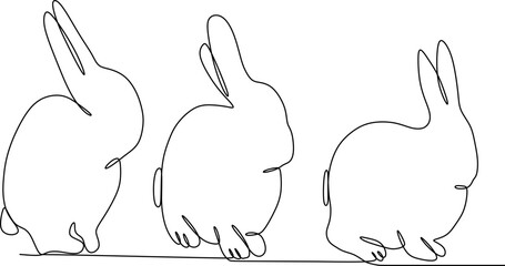 continuous line simple simple rabbit set