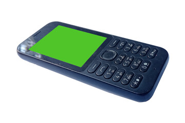Old cell phone with green screen