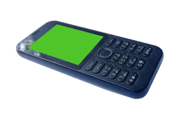 Old cell phone with green screen