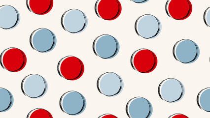 seamless pattern with blue and red circles