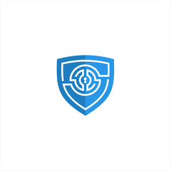 Shield technology vector logo template. This design use dt symbol. Suitable for protection.