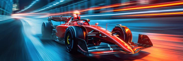 Schilderijen op glas Formula one race car speed motion  © Hugo