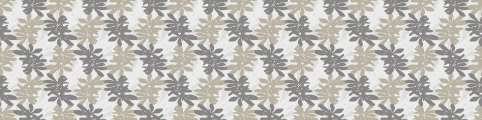Masculine vector floral border with organic botanical shapes. Modern bold black white flower print, design in neutral scandi style.