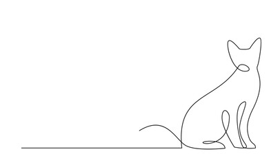 Continuous line drawing of cat on white background