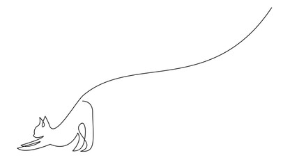 Continuous line drawing of cat on white background