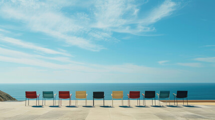 Chairs harmonizing with the horizon, creating a serene seating experience