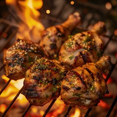 Food photography of grilled chicken stew on the bbq