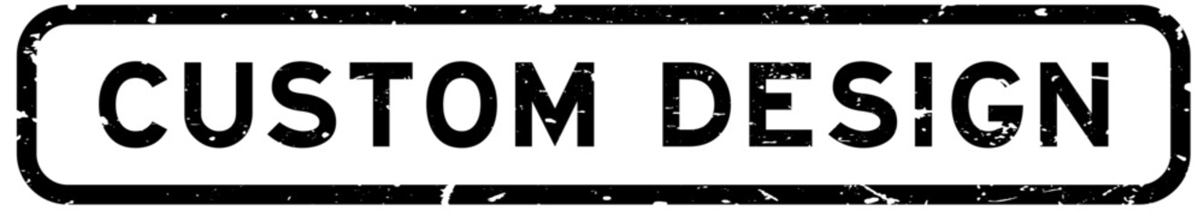 Grunge black custom design word square rubber seal stamp on white background