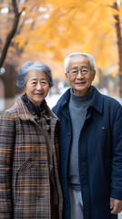 a senior Chinese couple in family holiday dress