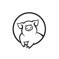 monochrome illustration of pig isolated on white background