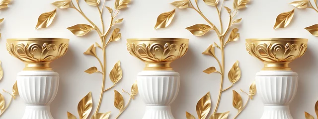 Foto op Plexiglas 3 golden laurel trophies set against white background © Dolphine