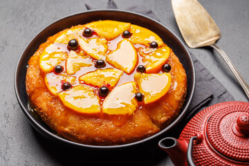 Sweet cake with orange slices