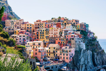 View of colorful houses of traditional Italian architecture. sma