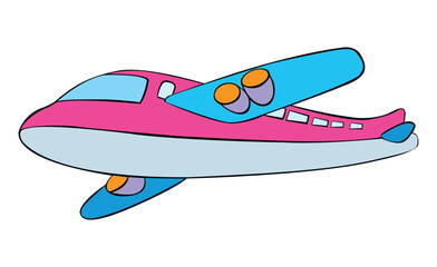 A blue toy airplane flying