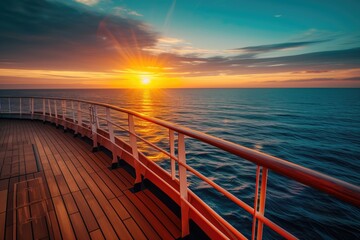 Fototapeta na wymiar Sunset View from Cruise Ship Deck