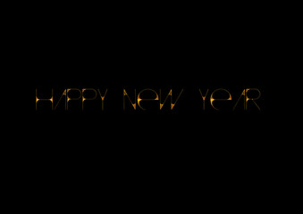 Fototapeta na wymiar Happy new year. Golden background for flyer, poster, sign, banner, web, header. Abstract golden symbol text, type, quote. Light blur backdrop. 