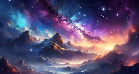 Naklejka premium Wonderful Gradient galaxy background