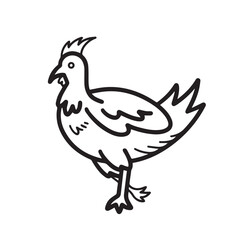 Chicken animal vector icon illustration isolated on square white background. Simple flat monochrome black and white cartoon art styled drawing.