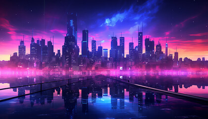 Cityscape with Cyberpunk Fusion Vibes4