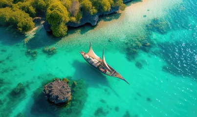 Poster Im Rahmen aerial view of the pamunda island, Zanzibar © STORYTELLER