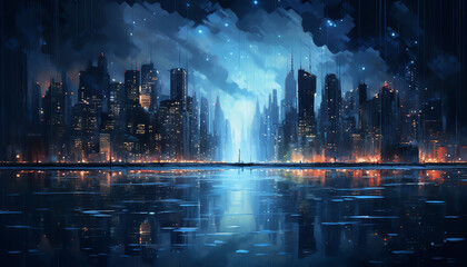 Midnight Skyline3 with City Lights Extravaganza