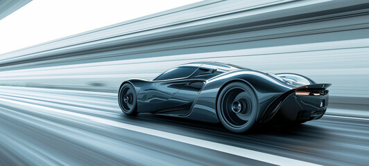 Futuristic car at high-speed motion blur