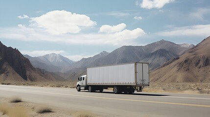 Truck Hauling Freight on Desert Road