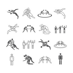 Wrestling line icons. Greco Roman. Vector sports signs.