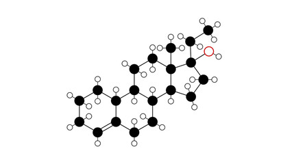ethylestrenol molecule, structural chemical formula, ball-and-stick model, isolated image anabolic steroid