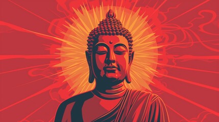 Meditative portrayal of Buddha, radiating inner peace and enlightenment