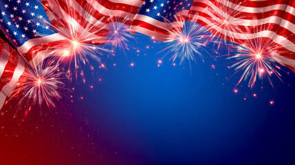 June 4th USA Independence Day - background with fireworks for design.