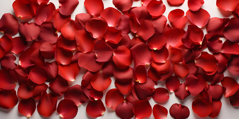 Red petals isolated on white background in love vibe