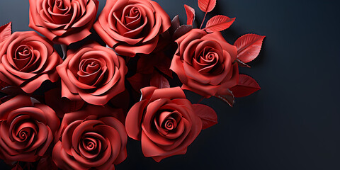 Red roses isolated on black background in love vibe