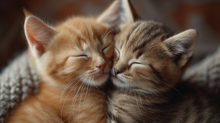 Fototapeta premium Playful Kittens, Adorable close-up of playful kittens engaged in cute interactions, conveying warmth and coziness