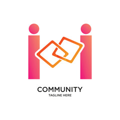 Community logo design simple concept Premium Vector