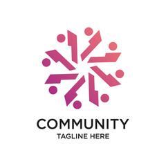 Community logo design simple concept Premium Vector