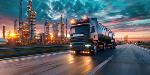 Shot of a lorry transportating of oil and natural gas - obrazy, fototapety, plakaty
