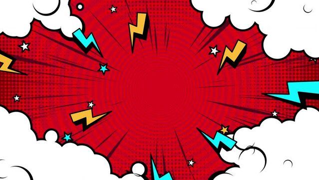 Pop art background with explosions and lightning