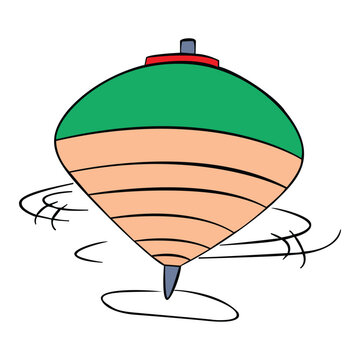 A spinning top moving rapidly