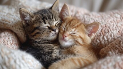 Playful Kittens, Adorable close-up of playful kittens engaged in cute interactions, conveying warmth and coziness