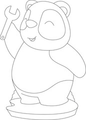 Panda Handyman Wrench Animal Vector Graphic Art Illustration