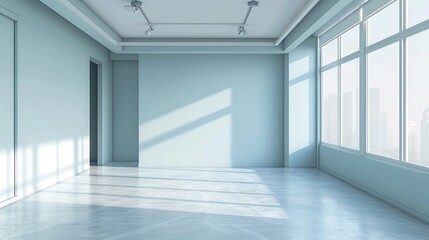 Fototapeta premium Modern apartment design, minimal empty room in pastel colors, bright window