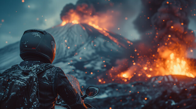 Motoride to summit of Etna volcano.